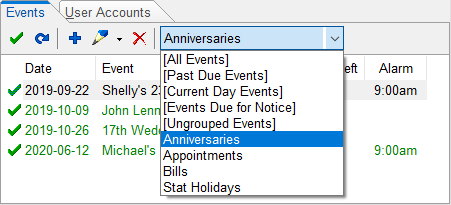 Event Group Selection