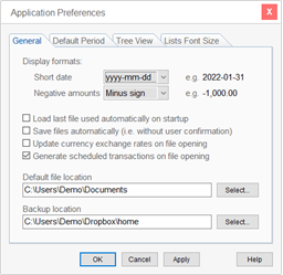 Application Preferences Dialog